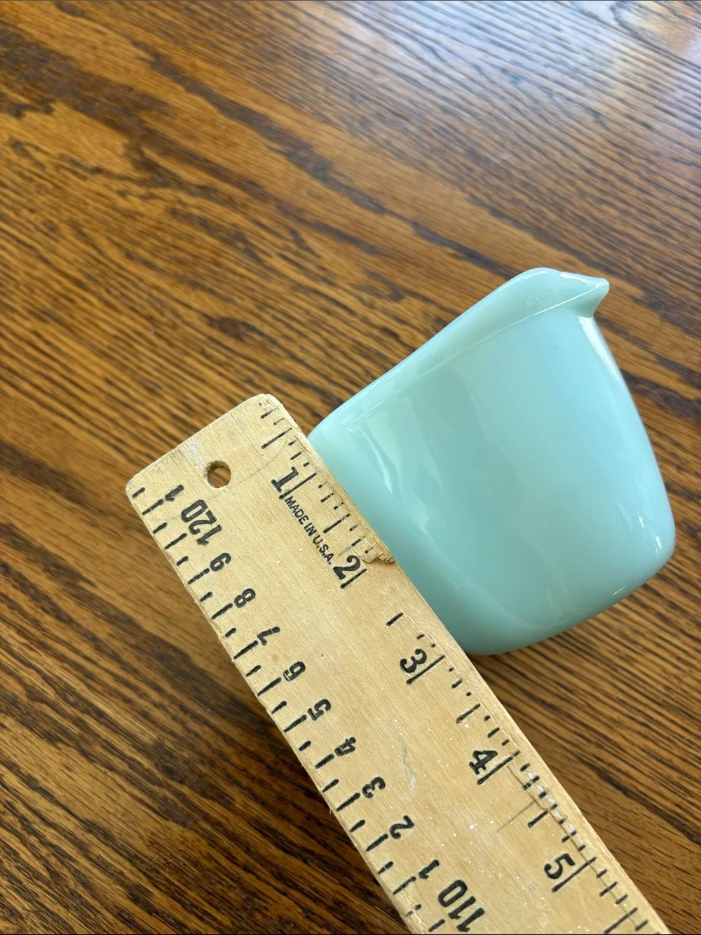 Fire King Pale Aqua Milk Glass Pitcher with Handle and Spout